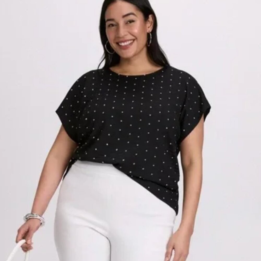 NEW Laura Polka Dot Bubble Knit Top | 2x